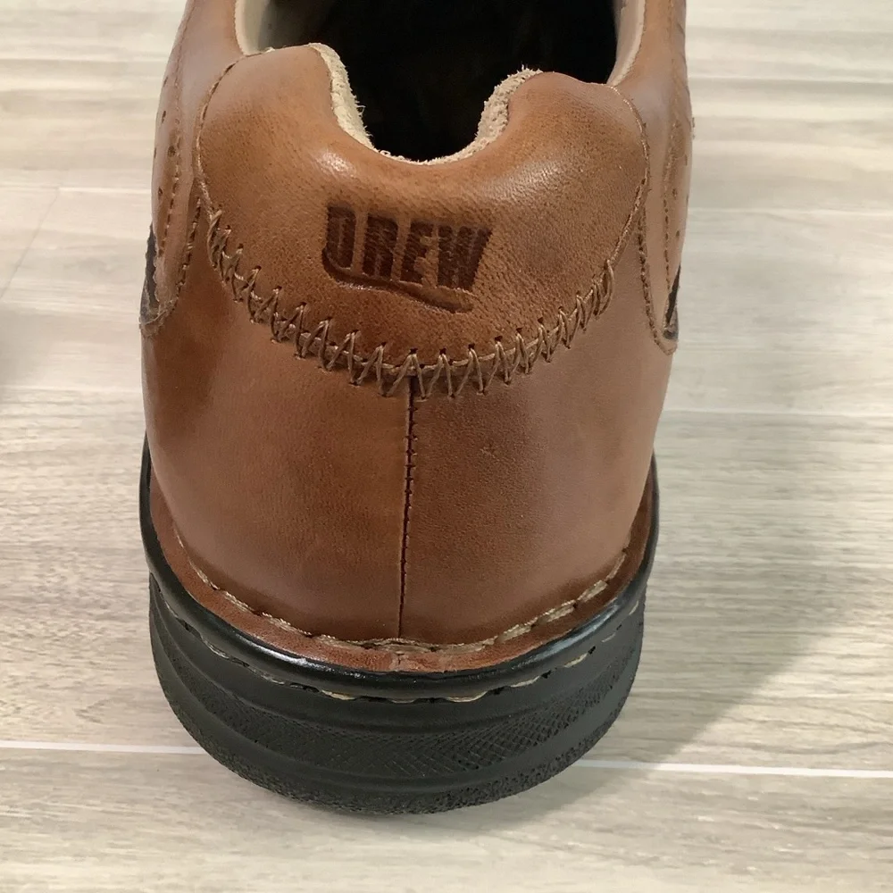 DREW Men NEW Leather Comfort Shoe 13M Toledo Orthopedic Lace Up Brown NO INSOLES
